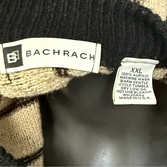 Bachrach Men's Cream and Brown Crewneck Sweater - Picture 4 of 4